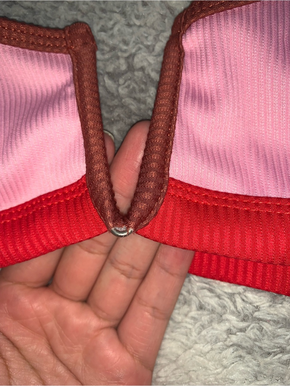 Pink Colorblock Ribbed Bikini Set - Picture 4 of 4
